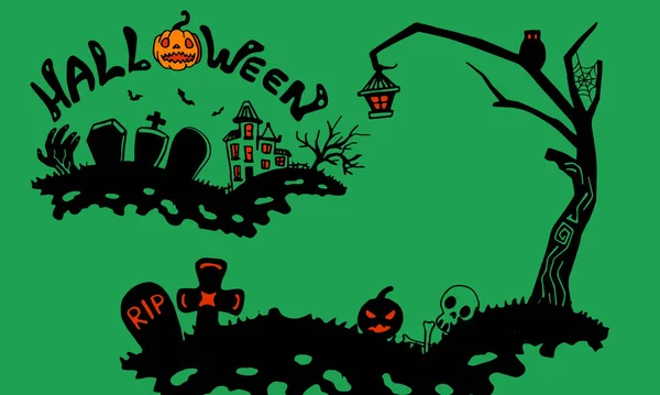 Texto Halloween Con Espacio Copia Sobre Fondo Naranja Símbolo Celebración — Archivo Imágenes Vectoriales