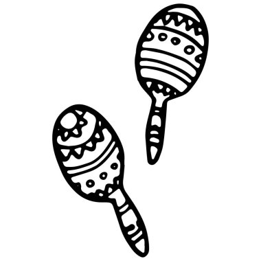 Marakas simgesi beyaz izole arkaplana ayarlandı. Davetiye ya da hediye kartı, defter, banyo fayansı, hatıra defteri telefon kılıfı ya da kumaş desenli hisse senleri çizimi için ölü sembolün olduğu gün