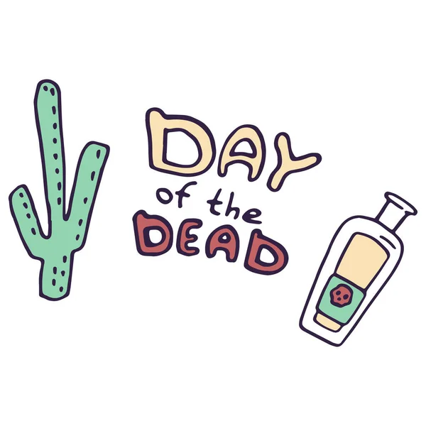 Tequila Cactus Sobre Fondo Blanco Aislado Día Del Símbolo Muerto — Archivo Imágenes Vectoriales