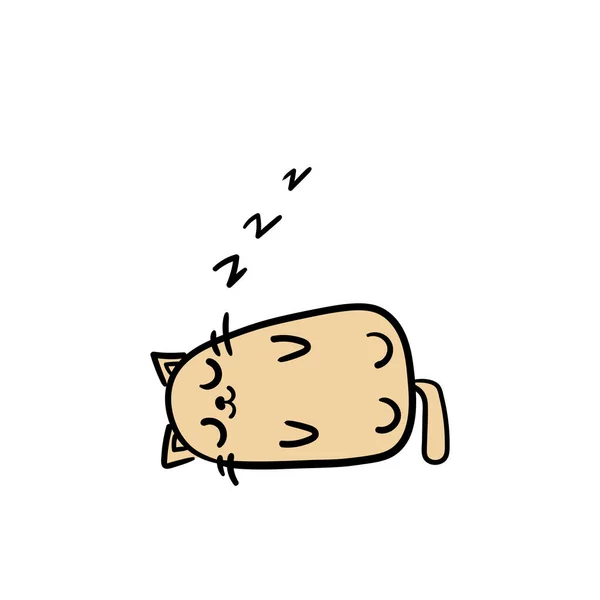 Gato Muy Lindo Duerme Estilo Dibujos Animados Animales Vida Silvestre — Vector de stock