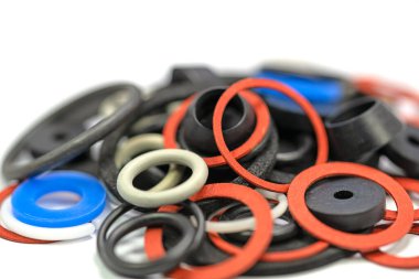 Various sealing rings against a white background clipart
