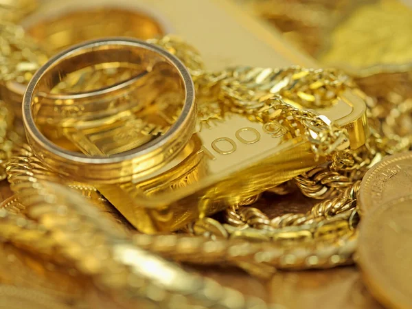 Gold Jewelry Gold Bars Close — Stock Photo, Image