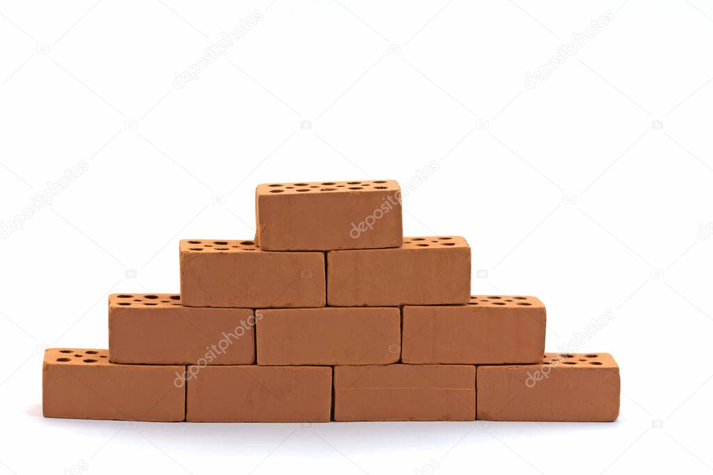Brick wall against white background