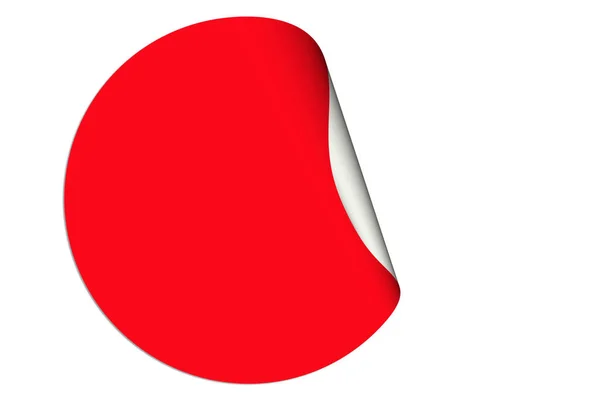 Adesivo Rotondo Con Angolo Arrotolato Rosso — Foto Stock