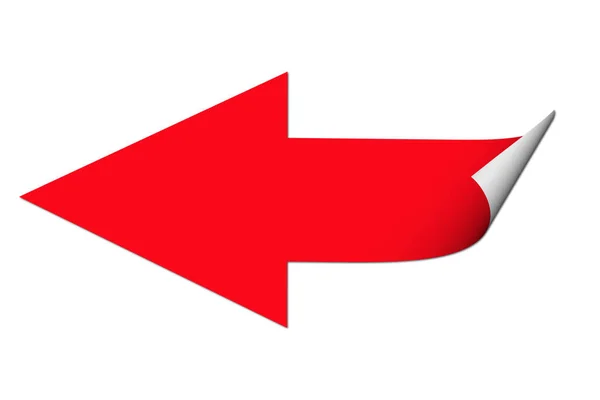 Roter Pfeil Nach Links Isoliert Vor Weißem Hintergrund — Stockfoto