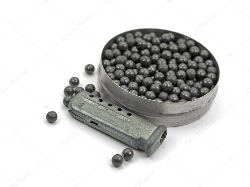 Lead balls and magazine for air rifles