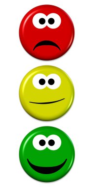 Farklı ruh hallerine sahip renkli emojiler.