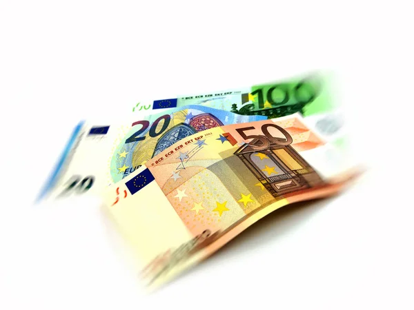 Beyaz Arkaplana Karşı Farklı Euro Banknotları — Stok fotoğraf