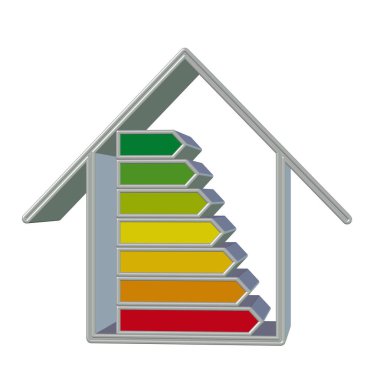 Enerji tasarrufu evi, sembolik temsil, 3D illüstrasyon