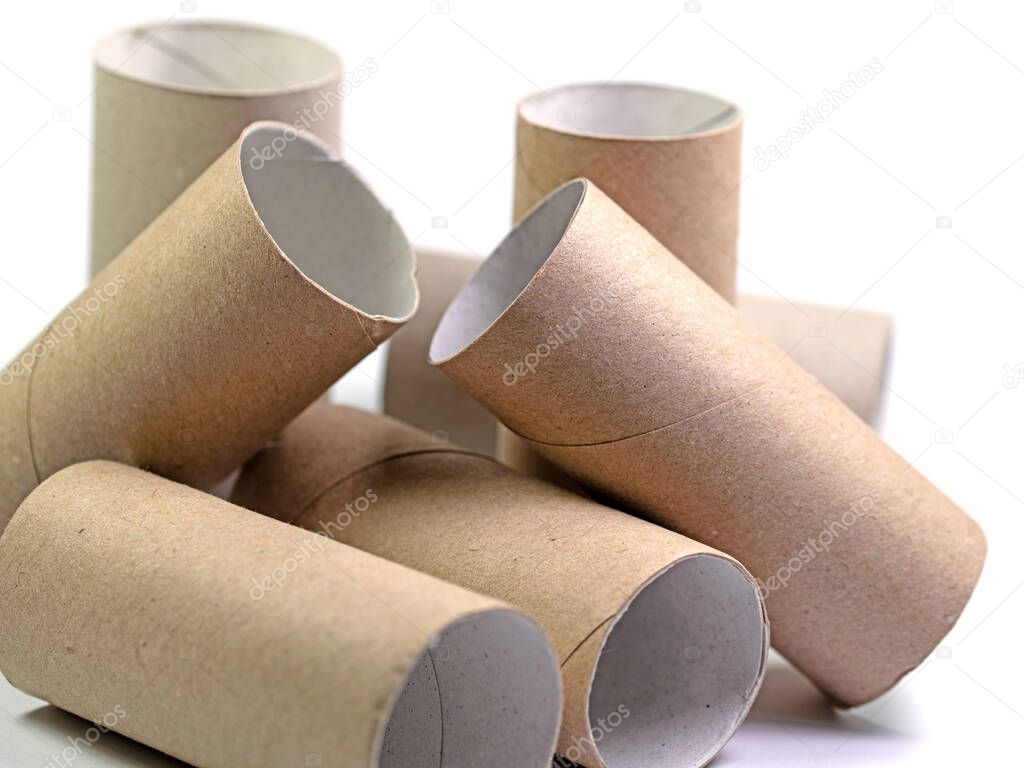 A lot of empty cardboard tubes from toilet paper