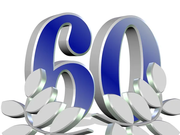 Aniversario Sesenta Años Con Corona Laurel — Foto de Stock