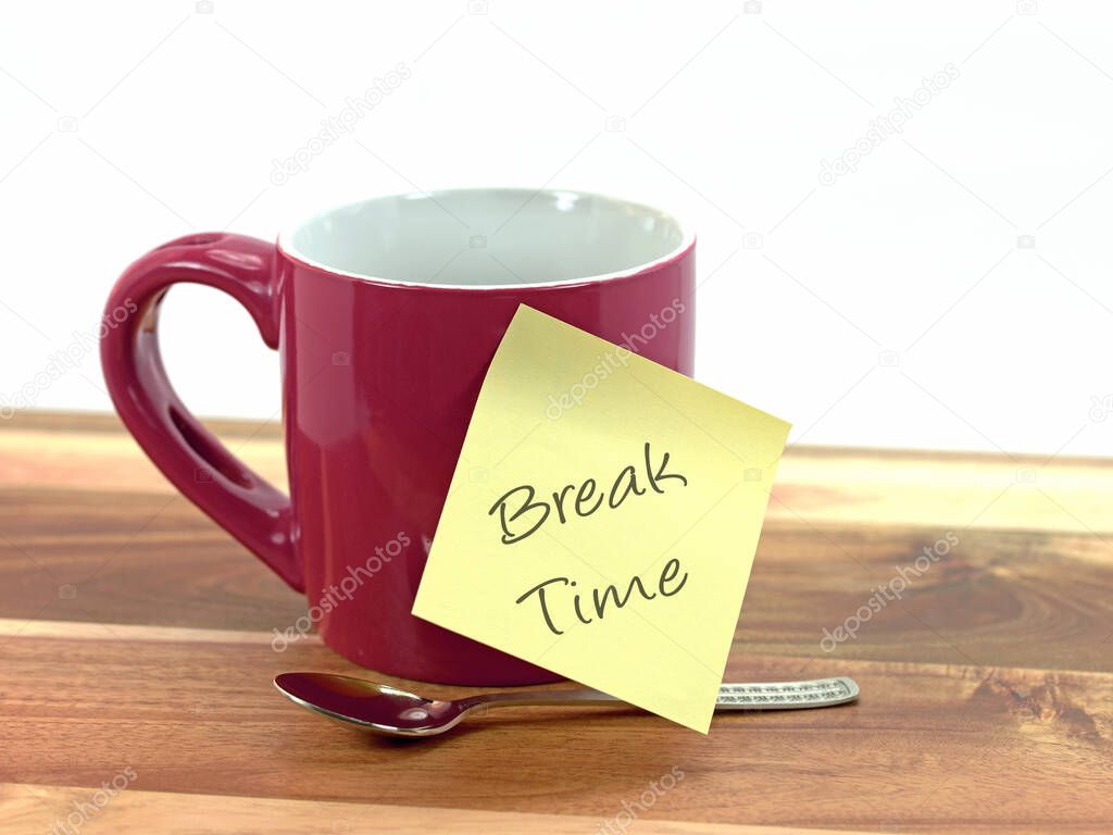 Cup, sticky note saying 