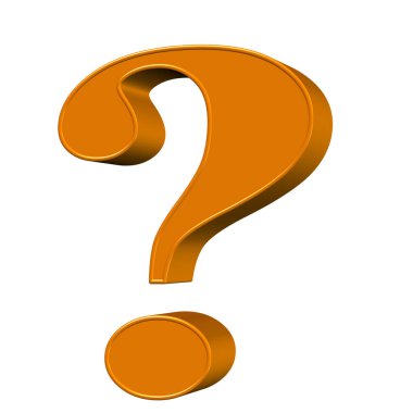 Beyaz arkaplan önünde turuncu soru işareti