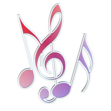 Müzik notaları ve üç katlı anahtar beyaz arkaplan önünde