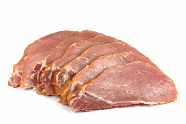 Beyaz arka planda kızarmış domuz somonu.