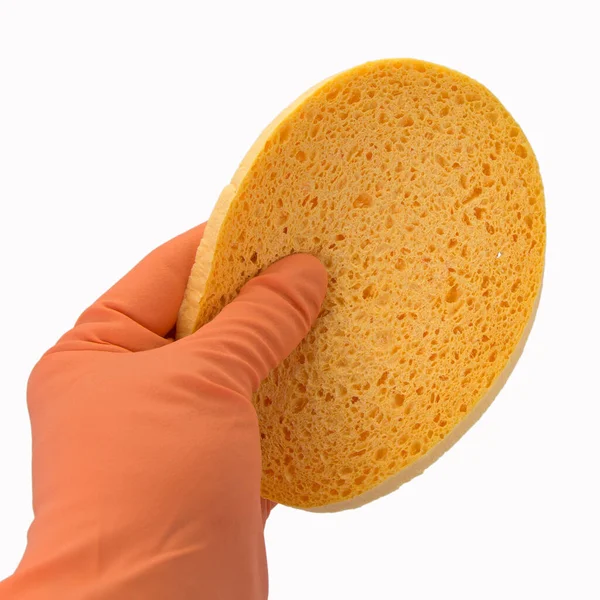 Hand Cleaning Sponge Isolated White Background — Stock Photo, Image