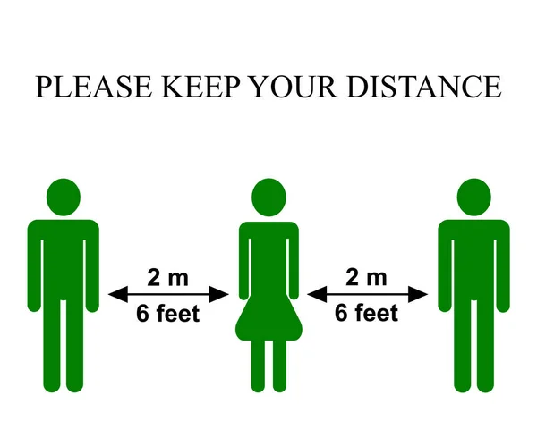 Distance Sécurité Entre Les Personnes Représentation Symbolique Dans Une Illustration — Photo
