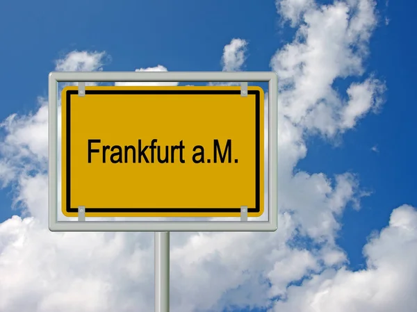 Frankfurt City Sign Front Sky Clouds — Stock Photo, Image