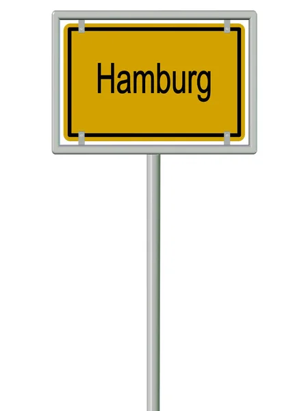 Ortsschild Hamburg Vor Weißem Hintergrund Illustration — Stockfoto