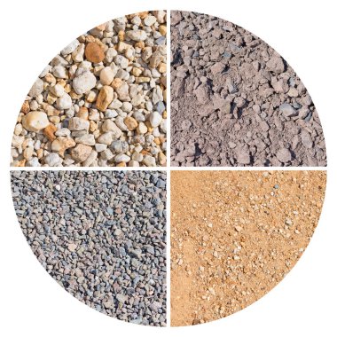 Bir kolajda çeşitli inşaat malzemeleri