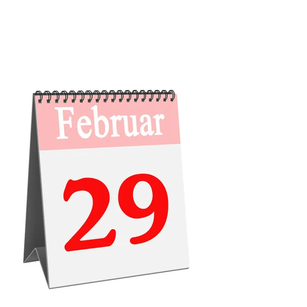 Calendario Escritorio Febrero Sobre Fondo Blanco — Foto de Stock