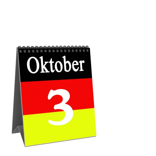 Niemiecki Dzień Jedności Kalendarz Biurko Października — Zdjęcie stockowe
