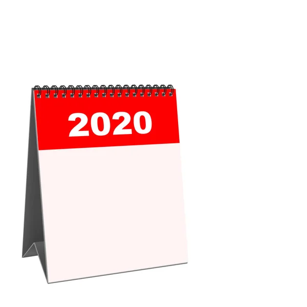 Calendario Escritorio 2020 Aislado Sobre Fondo Blanco Ilustración — Foto de Stock