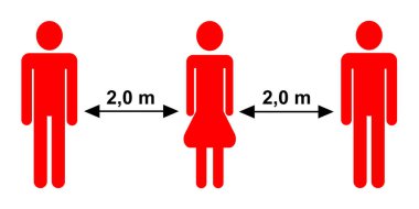 İnsanlar arasındaki güvenlik mesafesi, bir resimde sembolik temsil