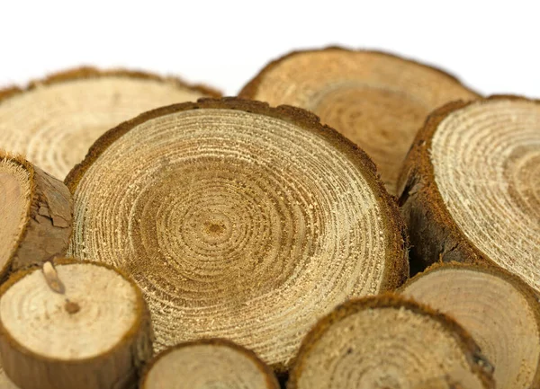 Holzscheiben Als Dekorationsmaterial — Stockfoto