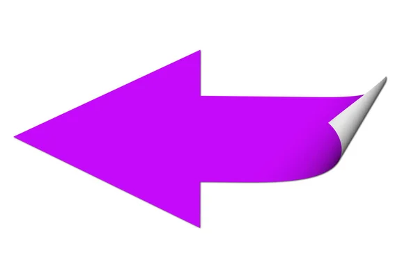 Flecha Violeta Izquierda Aislada Sobre Fondo Blanco — Foto de Stock