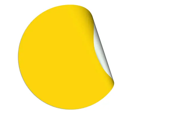 Runde Aufkleber Mit Aufgerollter Ecke Gelb — Stockfoto
