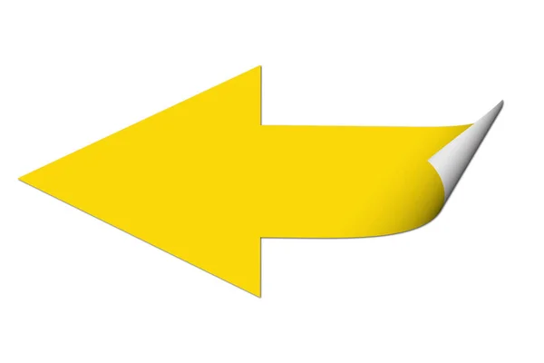 Жовта Стрілка Вліво Ізольована Білому Тлі — стокове фото