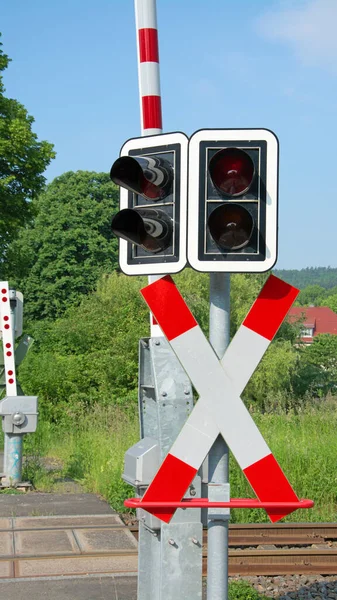 Vasúti Átkelés Andreas Kereszteződéssel — Stock Fotó