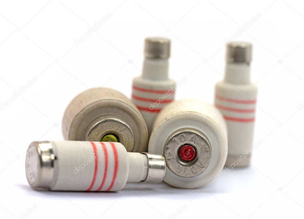 Ceramic fuses against a white background