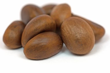 Japon lokuat tohumları beyaz arkaplana karşı