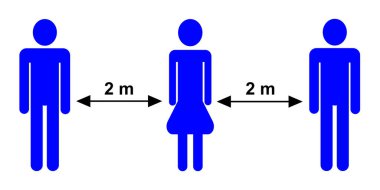 İnsanlar arasındaki güvenlik mesafesi, bir resimde sembolik temsil