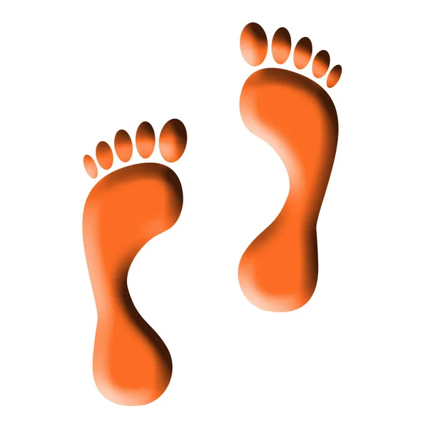 Orangefarbene Fußabdrücke Vor Weißem Hintergrund — Stockfoto