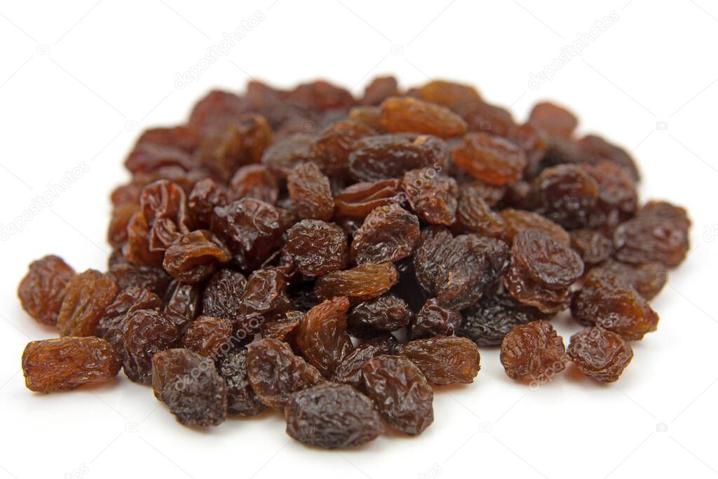 Raisins isolated against a white background