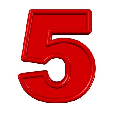 Kırmızılı beş numara beyaz arkaplana karşı