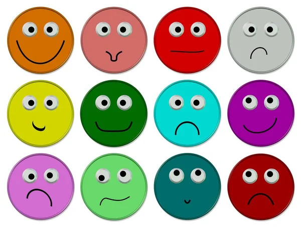 Emoji Colorati Con Stati Animo Diversi — Foto Stock