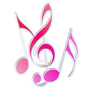 Müzik notaları ve üç katlı anahtar beyaz arkaplan önünde