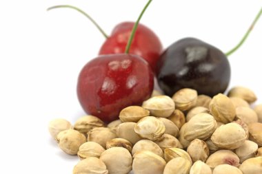 Sweet cherry kernels in a closeup clipart