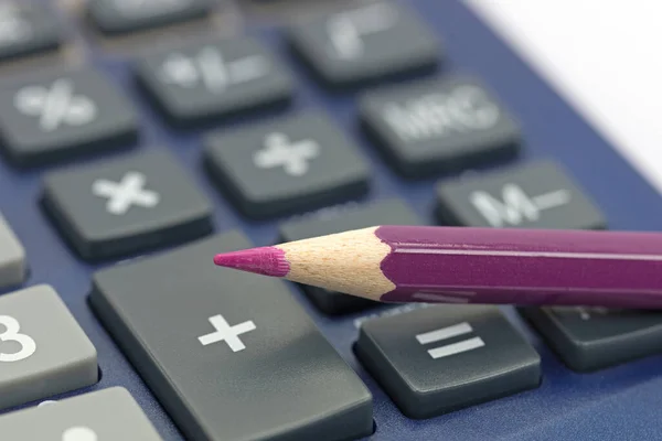 Red Pen Calculator — Stock Photo, Image