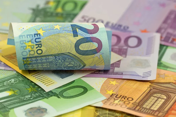 Viele Banknoten Euro Währung — Stockfoto