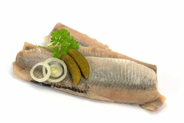 Matjes Filet Isoliert Vor Weißem Hintergrund — Stockfoto