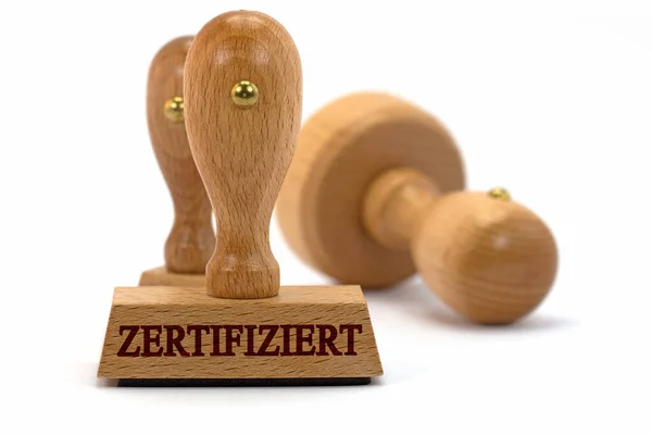 Pieczęć Niemieckim Słowem Zertifiziert Certyfikat Białym Tle — Zdjęcie stockowe