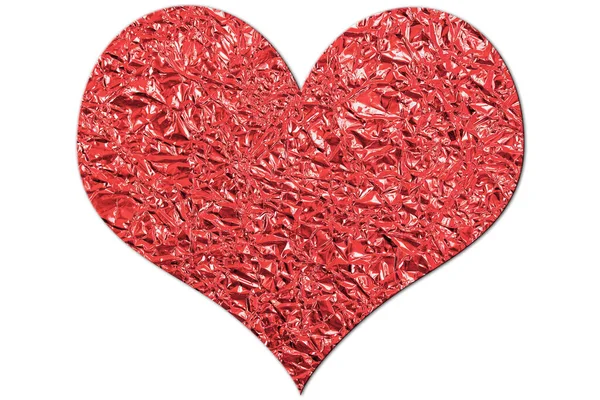 Heart Made Red Aluminum Foil — Stock Photo, Image