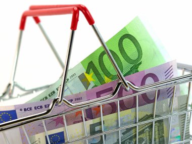 Para, alışveriş sepetinde.