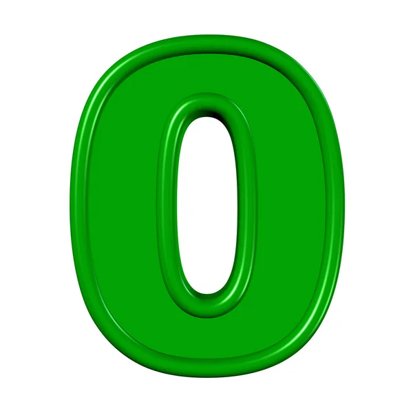 Zelená Číslice Nula Bílém Pozadí — Stock fotografie