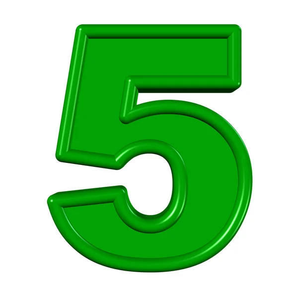 Beyaz Arkaplana Karşı Yeşil Numara Beş — Stok fotoğraf